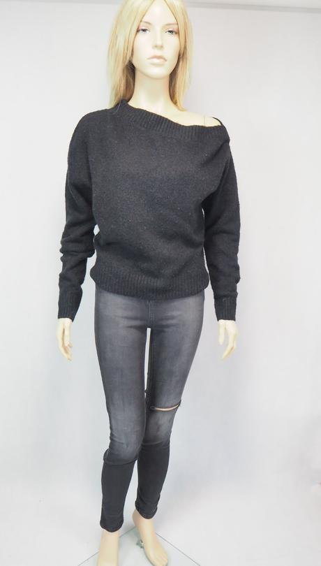 Kvalitný čierny pulover h&m, h&m,xs