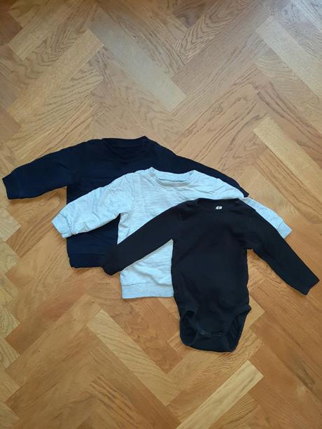 H&m súprava 2x mikina 1x body 80, h&m,80