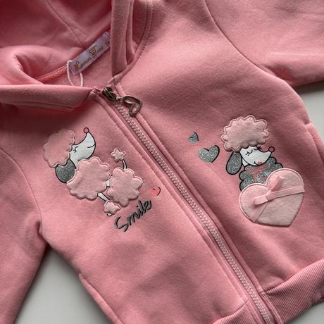 Dievčenská zateplená mikina pudlík ružová, 98