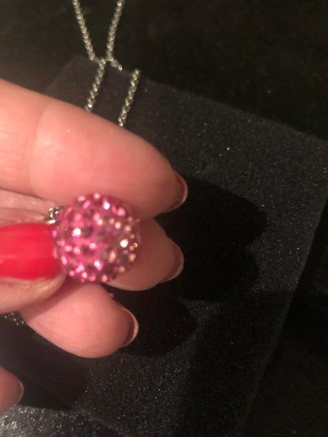 Retiazka s príveskom, ružová gulička, swarovski, swarovski