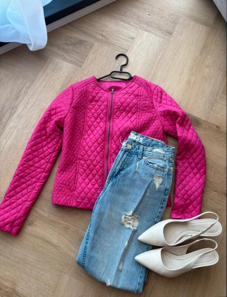 Ružová prešívaná bunda, s