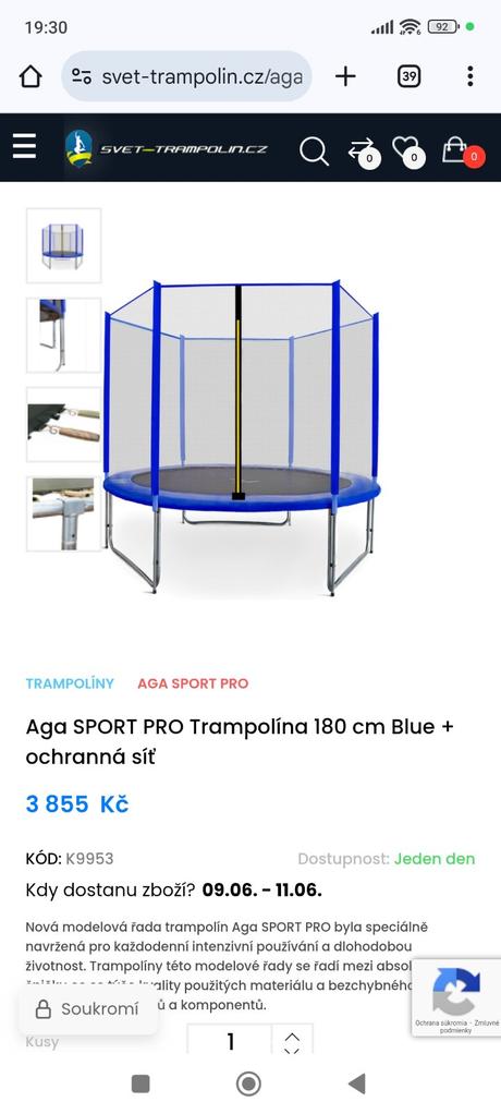 Trampolína 180 cm, 150-199 cm