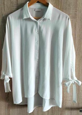 Biela blúzka s mašličkami na rukávoch, v.xl/2xl, xl