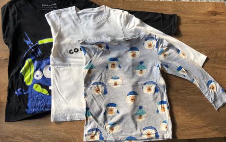 3 ks tričká - dlhý rukáv, reserved,128