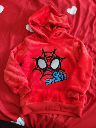 Červená plyšová spider-man mikina 110, 110