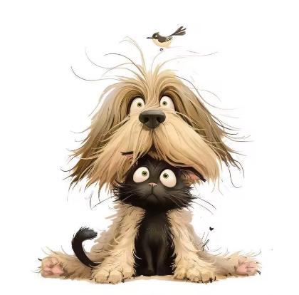 Nažehľovačka psík, mačka a vtáčik 14x14,5cm (nz463, 