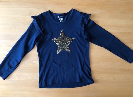 Tmavomodre tricko s flitrami, tcm,140