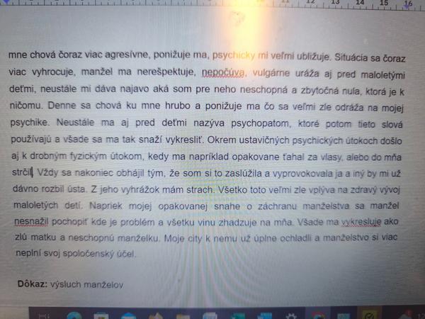 Je dôvod na rozvod napísaný správne?