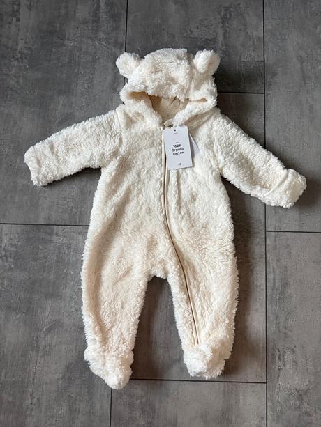 Plyšový teplý overal macko, h&m,62