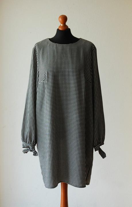 Čierno-biele gingham šaty, h&m,l