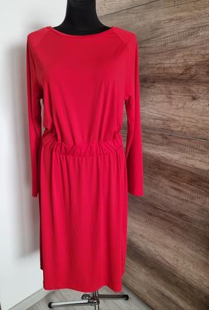 Červené ležérne šaty s dlhým rukávom, timeout,xl