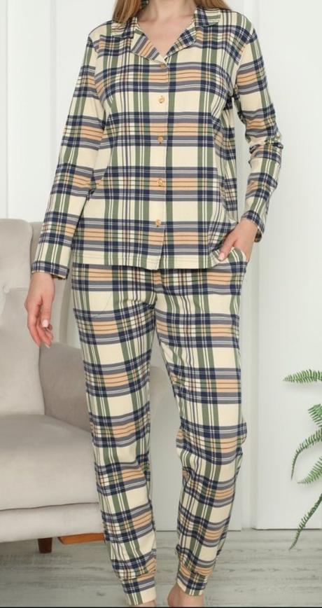 Dámske bavlnené pyžamo na gombíky, l / m / s / xl