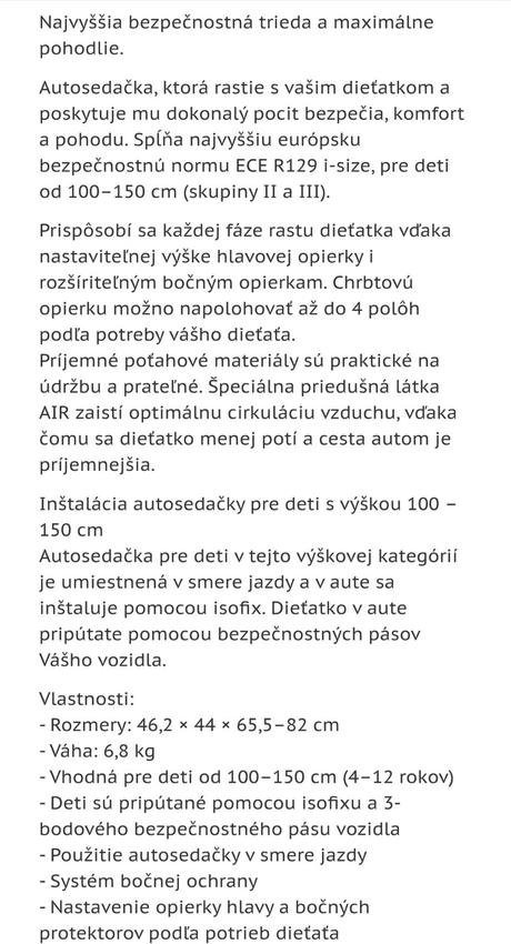 Autosedačka 100-150cm, petite&mars