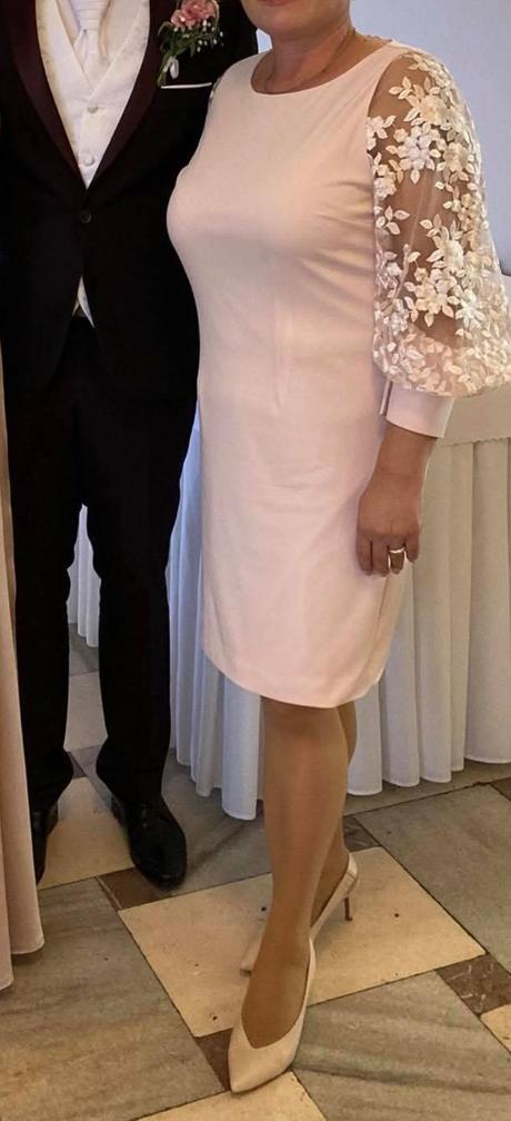 Originálne spoločenské šaty s nadýchanými rukávmi, l