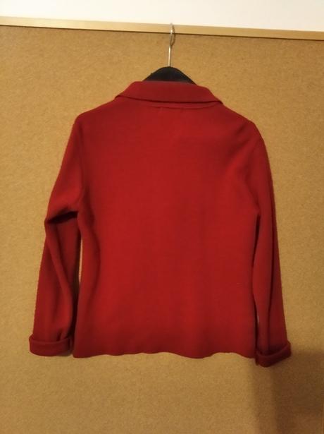 Príjemné červené pleteninové sako zn. blue joint, l
