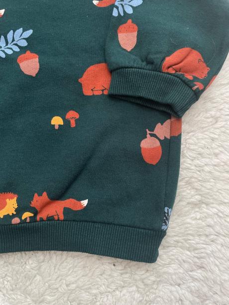 Tmavozelena mikina lesne zvieratka h&m, h&m,80