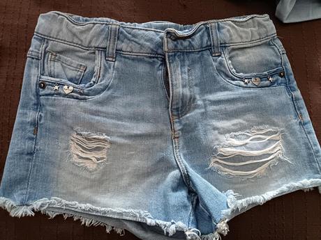 Dievčenské riflové kraťasy + tielko, 158 / 164