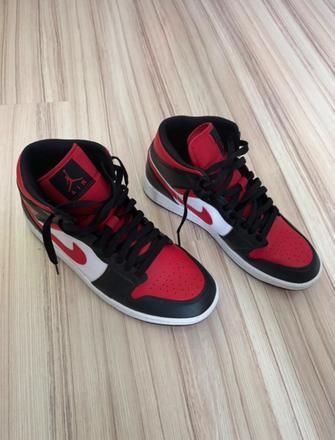 Nike air jordan 1 mid bred men's sneakers, nike,44