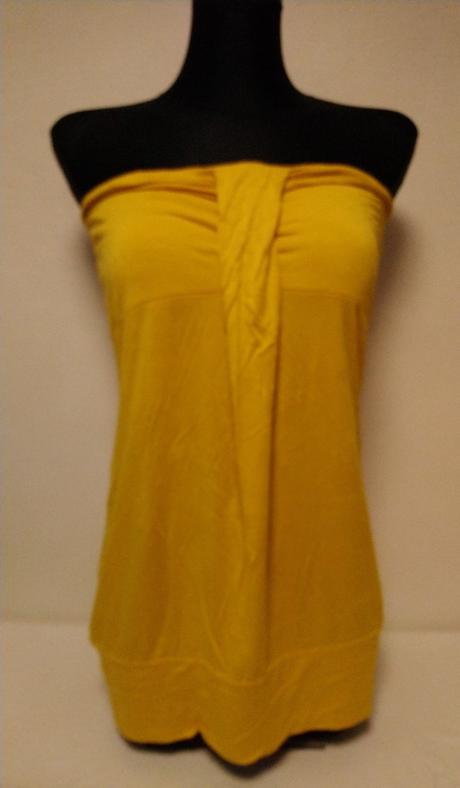 Dámsky žltý elastický top bez ramienok, amisu, amisu,xl