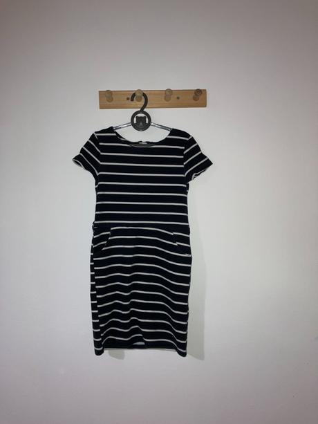 Tmavomodré pásikavé šaty, h&m,110