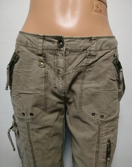 Dámske olivové ľanové trištvrťáky, yessica, yessica,s