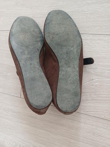 H&m kvalitné kožené hnedé baleríny 37, h&m,37