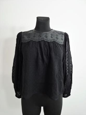 Čierna blúzka zara woman s koženým detailom, zara,xs