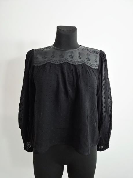 Čierna blúzka zara woman s koženým detailom, zara,xs
