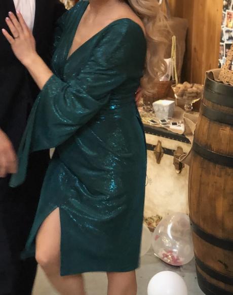 Smaragdové šaty,jedinečné,šité,veľ. s,36, s