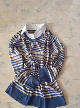 Pulóver s všitou košeľou, xl