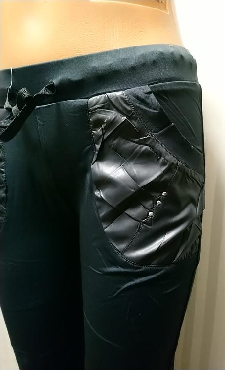 Dámske elastické tmavo sivé tepláky, landl, l, l