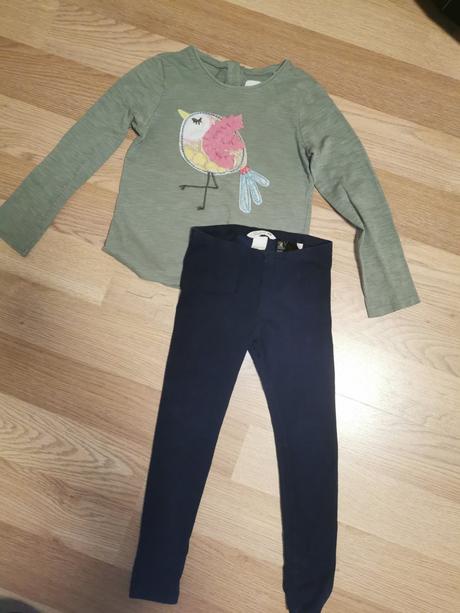 Tričko s vtáčikom + legíny, next,116