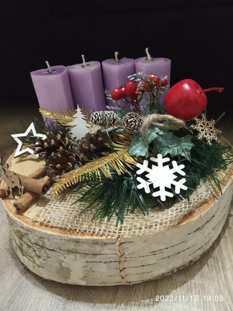 Adventna dekorácia na stôl 4xsviečky, 