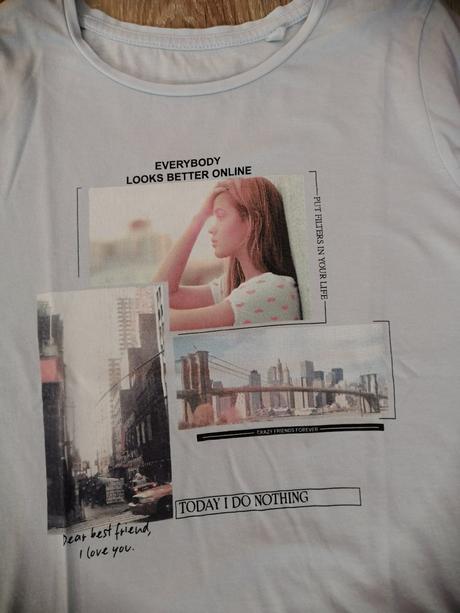 Bledomodre tricko 146-152, c&a,146