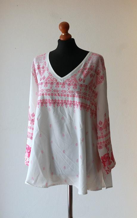 Biela boho blúzka s ľudovou výšivkou, 4xl