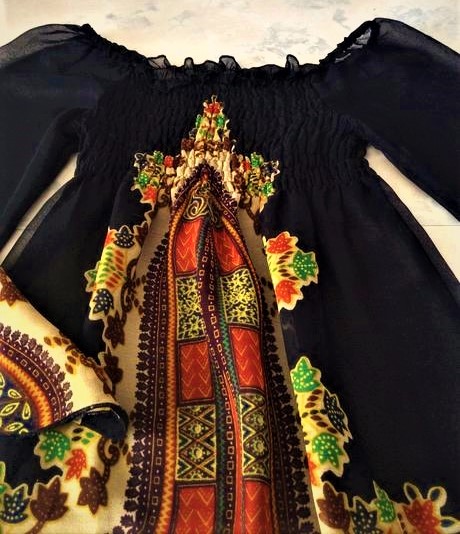 Mušelínový top etno, xs