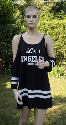 Čiernobiele predĺžené tričko, xl