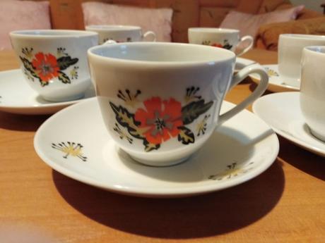 Československá kávová sada epiag,6x šálka,6xtanier, 