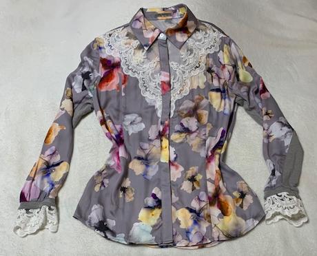 Hodvábna blúzka s čipkou zn. magenta, m