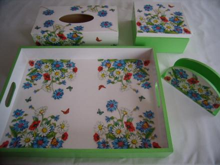 Drevený set xxl- kvetinový motív,