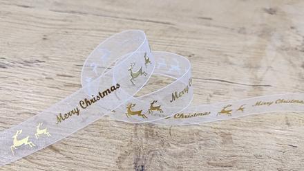 Ozdobná stuha 20 mm - organzová - merry christmas, 