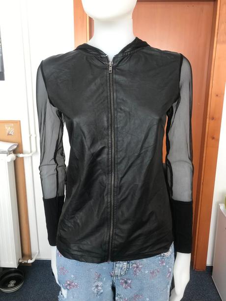 Tričko na zips mix materiálov, 36/38, bonprix,36