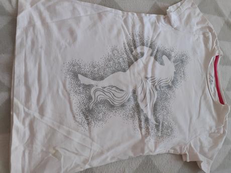Biele dievcenske tricko s obrazkom jednorozca, f&f,116