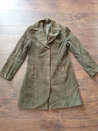 Manchestrový,predĺžený kabát - veľmi štýlový, l