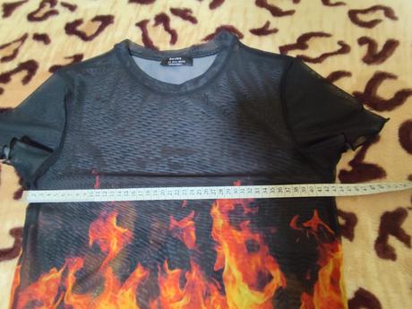 Priesvitný top s plameňmi, bershka, veľ. l stav ak, bershka,l