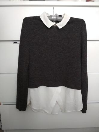 Šedý sveter s biely golierom, atmosphere,s
