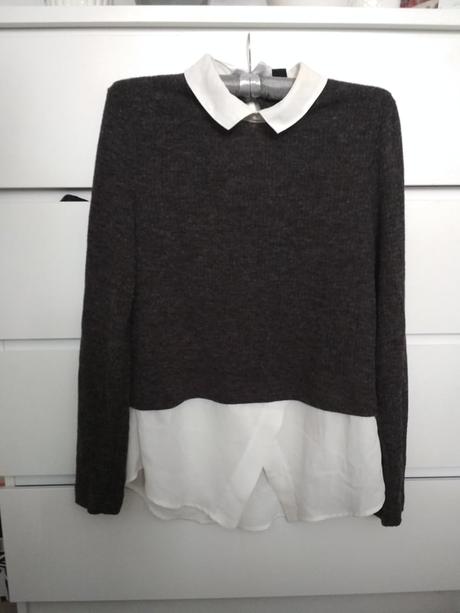 Šedý sveter s biely golierom, atmosphere,s