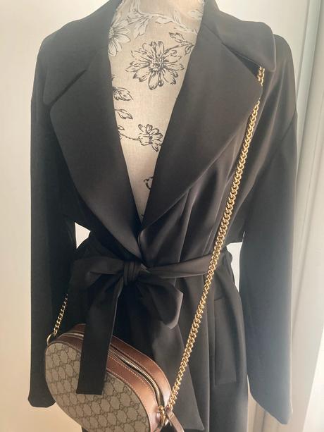 Čierny saténový trenčkot kabátik zara - veľkosť l, zara,l