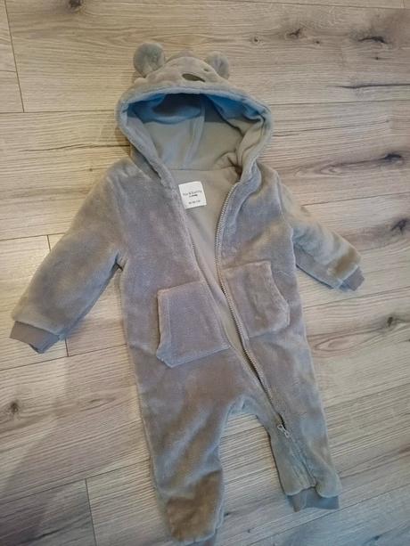 Hrubý plyšový overal na zips, fox & bunny,80