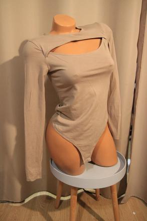 Bledo bavlnený hnedý body top, h&m, h&m,s